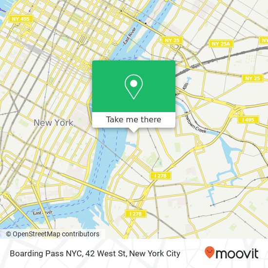 Mapa de Boarding Pass NYC, 42 West St