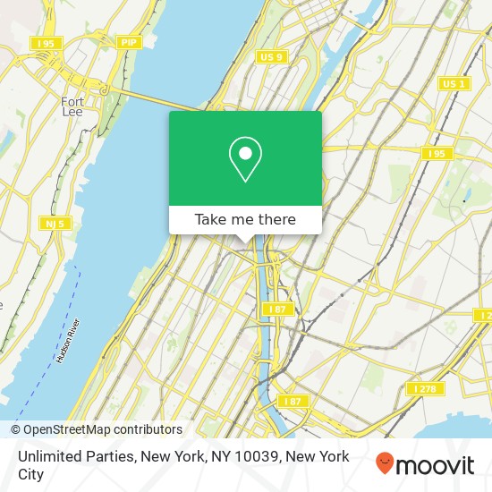 Mapa de Unlimited Parties, New York, NY 10039