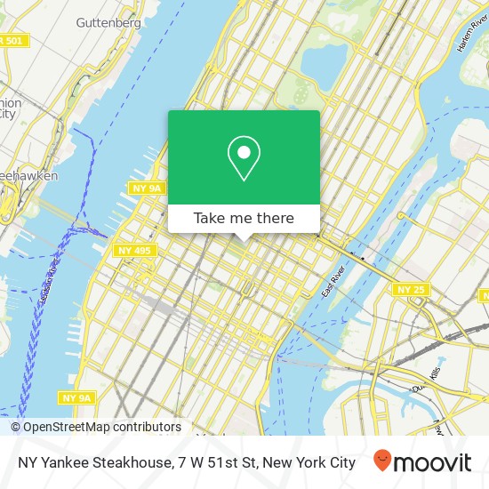 NY Yankee Steakhouse, 7 W 51st St map