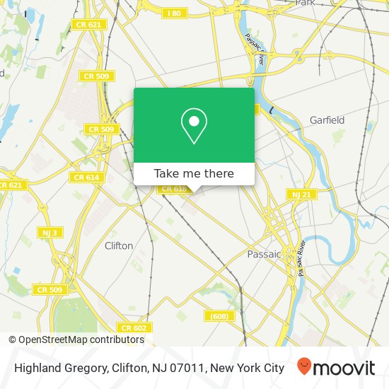 Mapa de Highland Gregory, Clifton, NJ 07011
