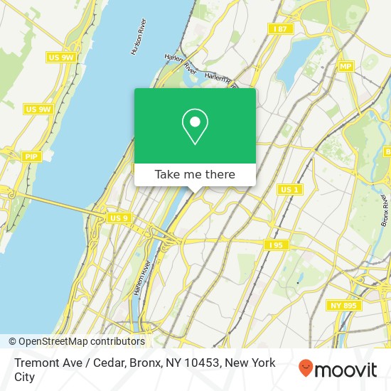Mapa de Tremont Ave / Cedar, Bronx, NY 10453