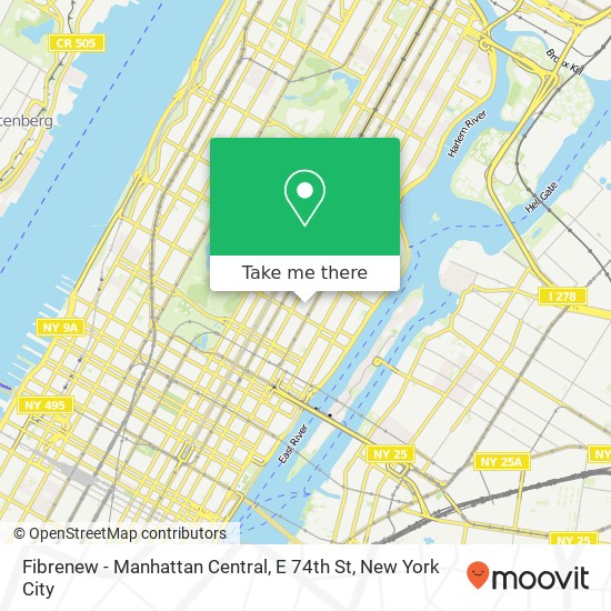 Fibrenew - Manhattan Central, E 74th St map