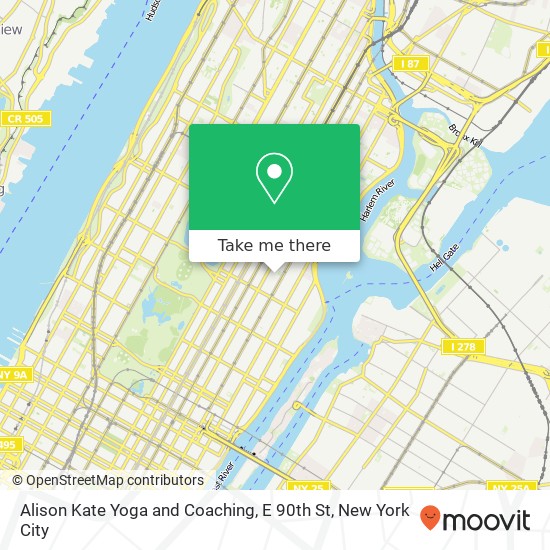 Mapa de Alison Kate Yoga and Coaching, E 90th St