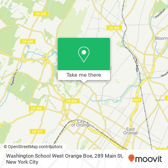 Mapa de Washington School West Orange Boe, 289 Main St