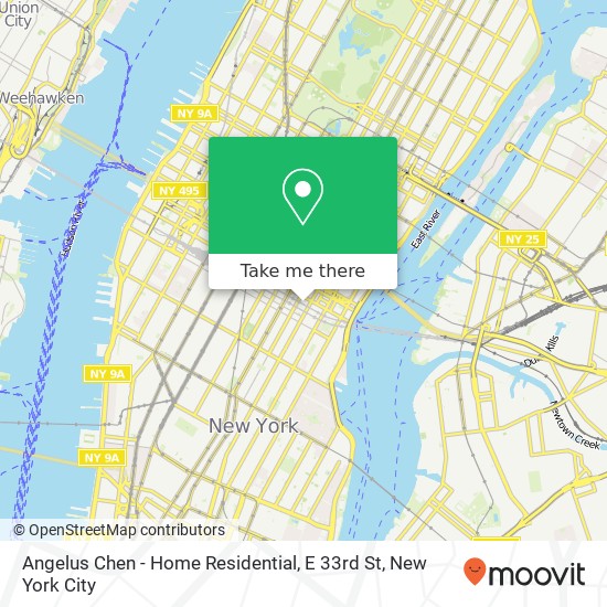 Mapa de Angelus Chen - Home Residential, E 33rd St