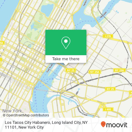 Mapa de Los Tacos City Habanero, Long Island City, NY 11101