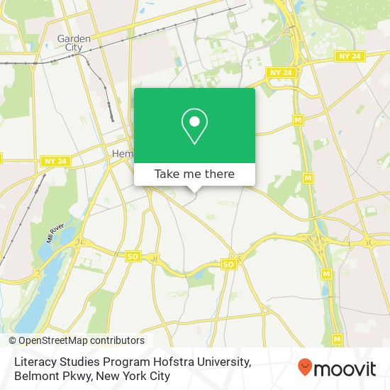 Mapa de Literacy Studies Program Hofstra University, Belmont Pkwy