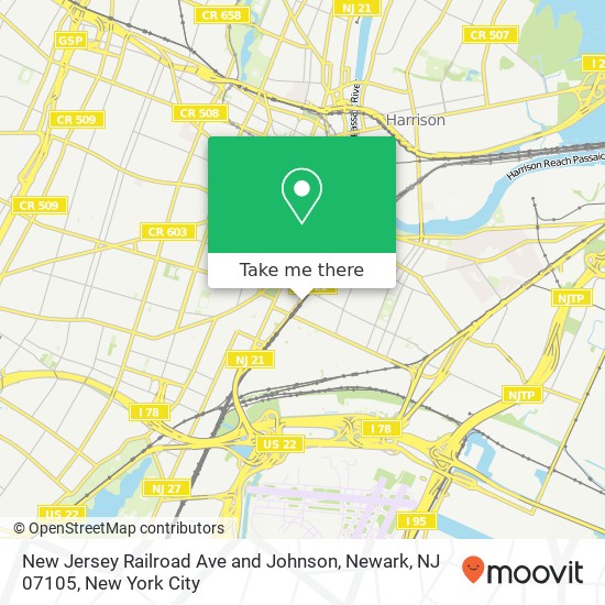 Mapa de New Jersey Railroad Ave and Johnson, Newark, NJ 07105