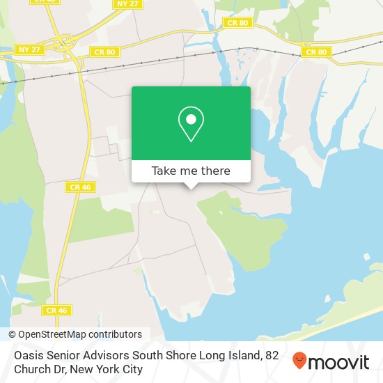 Mapa de Oasis Senior Advisors South Shore Long Island, 82 Church Dr