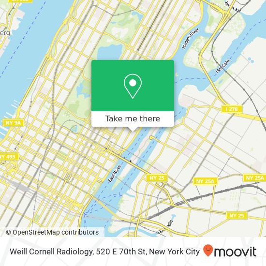 Weill Cornell Radiology, 520 E 70th St map