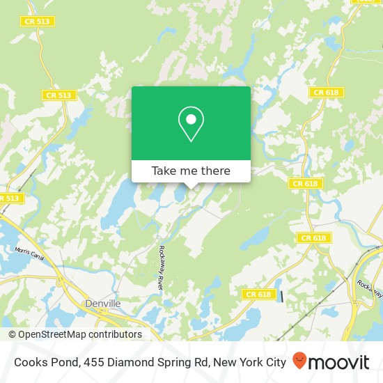 Mapa de Cooks Pond, 455 Diamond Spring Rd