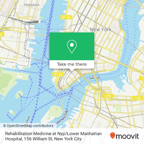 Rehabilitation Medicine at Nyp / Lower Manhattan Hospital, 156 William St map