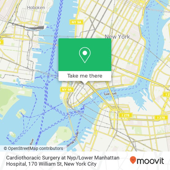 Mapa de Cardiothoracic Surgery at Nyp / Lower Manhattan Hospital, 170 William St