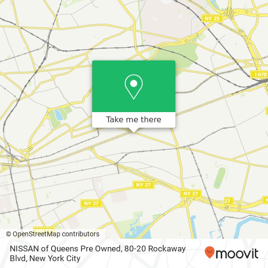 Mapa de NISSAN of Queens Pre Owned, 80-20 Rockaway Blvd
