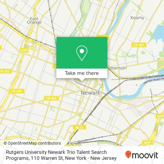 Mapa de Rutgers University Newark Trio Talent Search Programs, 110 Warren St