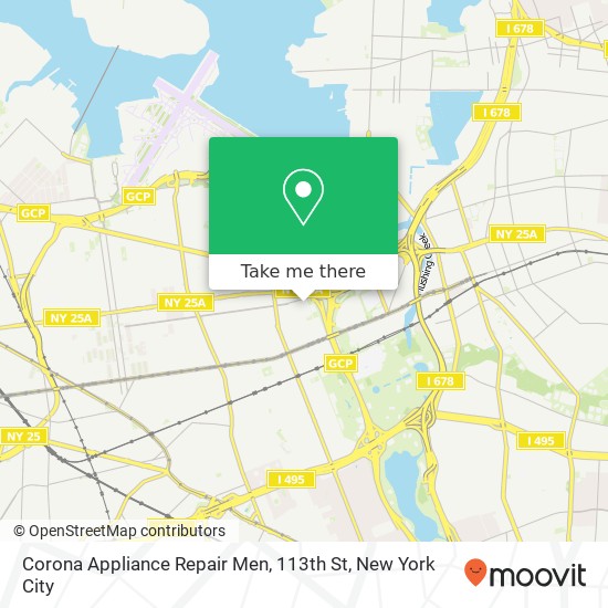 Mapa de Corona Appliance Repair Men, 113th St