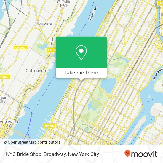 NYC Bride Shop, Broadway map