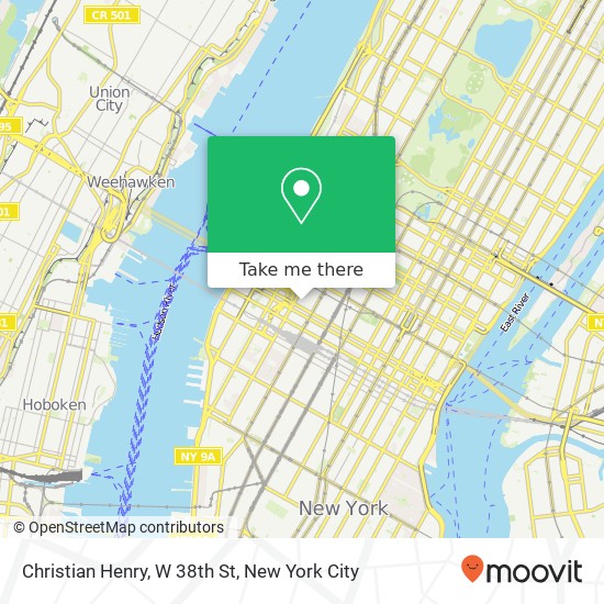 Christian Henry, W 38th St map