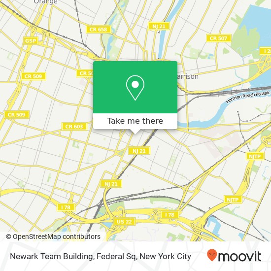 Newark Team Building, Federal Sq map