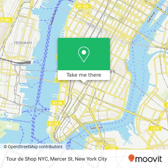 Mapa de Tour de Shop NYC, Mercer St