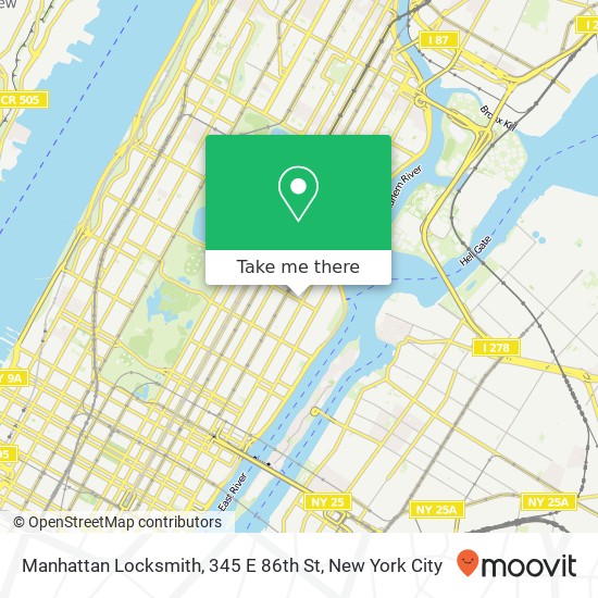 Mapa de Manhattan Locksmith, 345 E 86th St