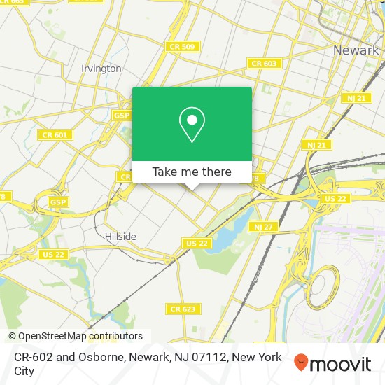 CR-602 and Osborne, Newark, NJ 07112 map