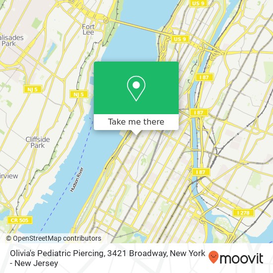 Mapa de Olivia's Pediatric Piercing, 3421 Broadway