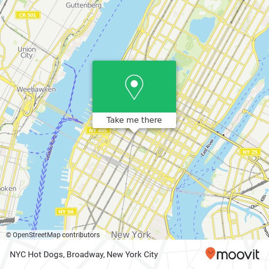 NYC Hot Dogs, Broadway map