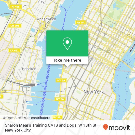 Mapa de Sharon Mear's Training CATS and Dogs, W 18th St