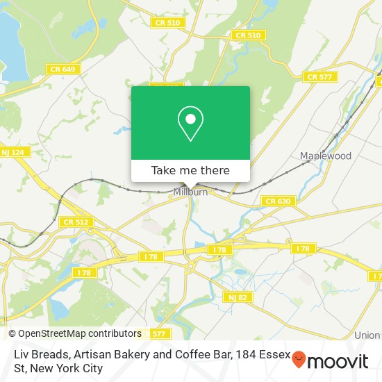 Mapa de Liv Breads, Artisan Bakery and Coffee Bar, 184 Essex St