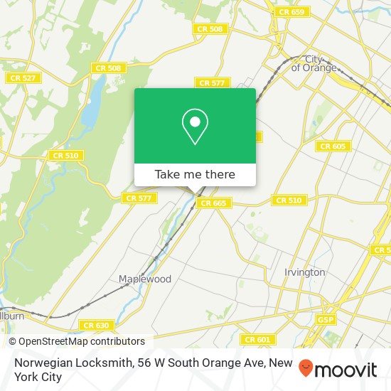 Mapa de Norwegian Locksmith, 56 W South Orange Ave