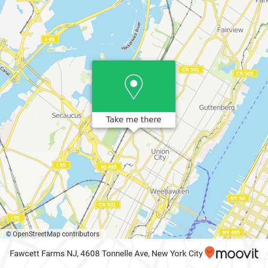 Mapa de Fawcett Farms NJ, 4608 Tonnelle Ave
