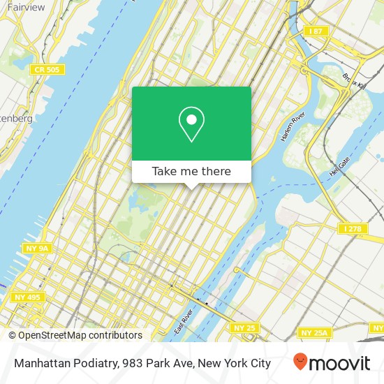 Mapa de Manhattan Podiatry, 983 Park Ave