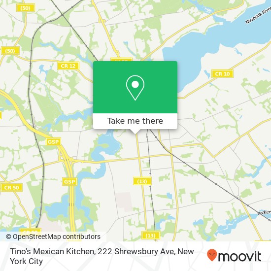 Mapa de Tino's Mexican Kitchen, 222 Shrewsbury Ave