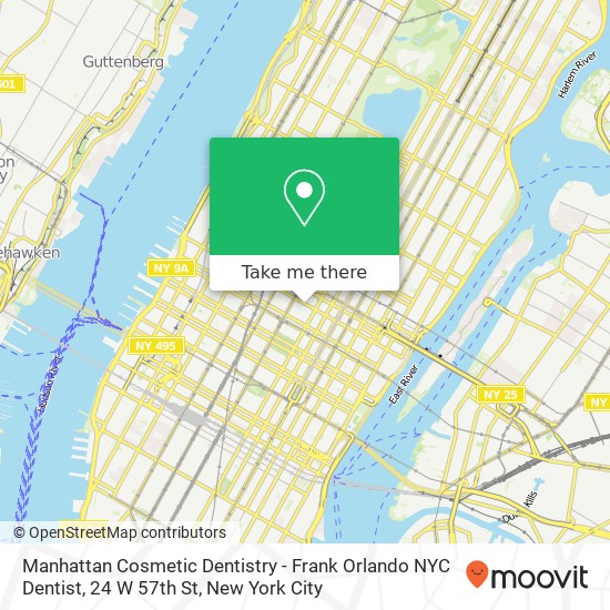 Mapa de Manhattan Cosmetic Dentistry - Frank Orlando NYC Dentist, 24 W 57th St
