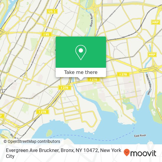 Mapa de Evergreen Ave Bruckner, Bronx, NY 10472