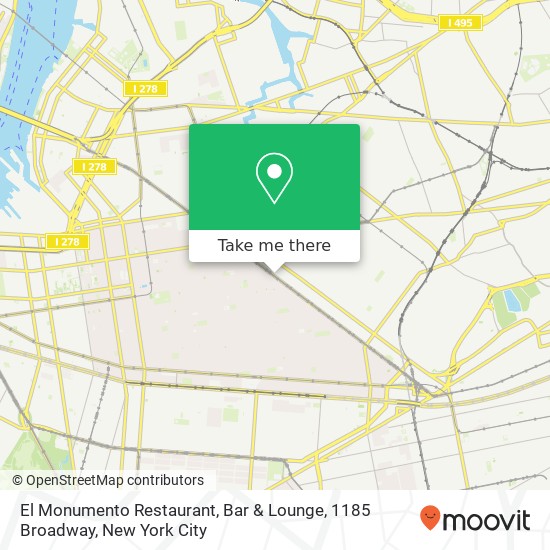 Mapa de El Monumento Restaurant, Bar & Lounge, 1185 Broadway