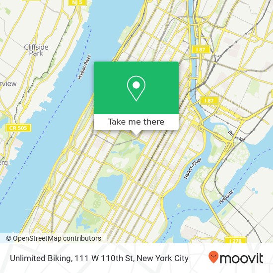 Mapa de Unlimited Biking, 111 W 110th St