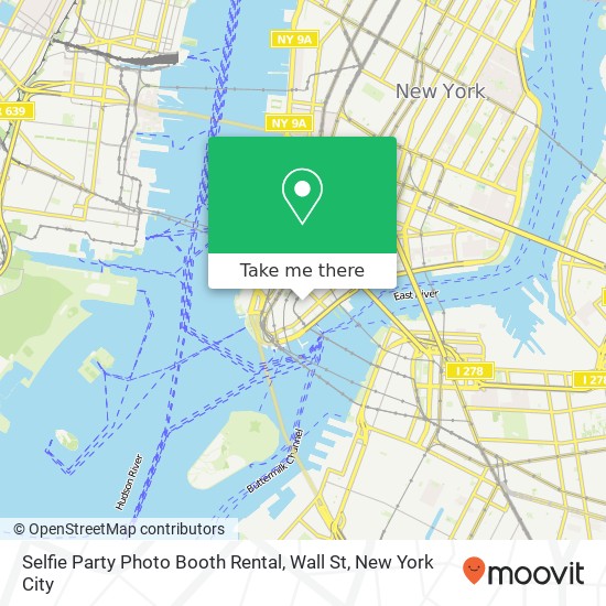 Selfie Party Photo Booth Rental, Wall St map