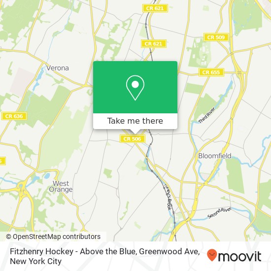 Mapa de Fitzhenry Hockey - Above the Blue, Greenwood Ave