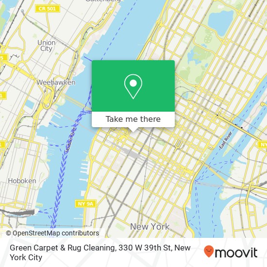 Mapa de Green Carpet & Rug Cleaning, 330 W 39th St