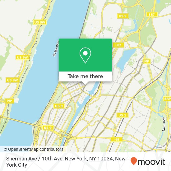 Sherman Ave / 10th Ave, New York, NY 10034 map