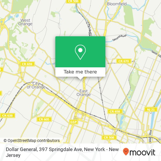 Mapa de Dollar General, 397 Springdale Ave