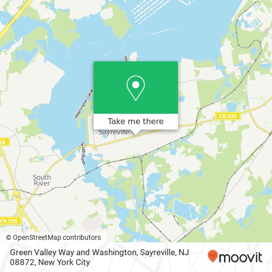 Mapa de Green Valley Way and Washington, Sayreville, NJ 08872