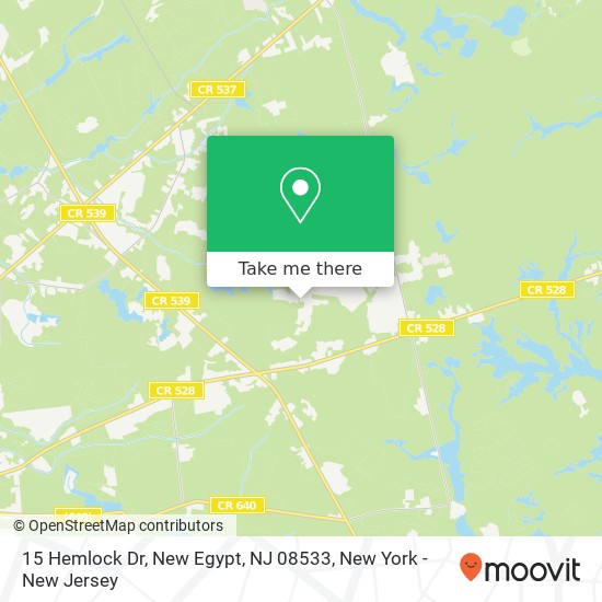Mapa de 15 Hemlock Dr, New Egypt, NJ 08533