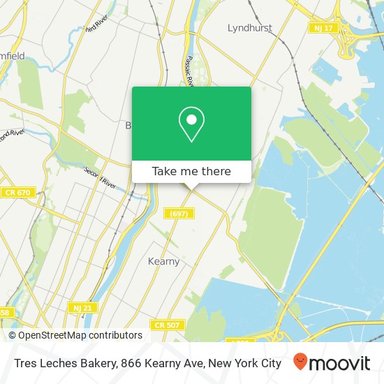 Mapa de Tres Leches Bakery, 866 Kearny Ave