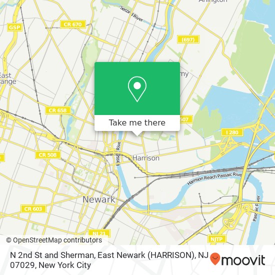 N 2nd St and Sherman, East Newark (HARRISON), NJ 07029 map