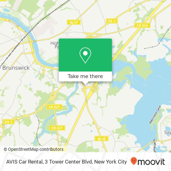 AVIS Car Rental, 3 Tower Center Blvd map