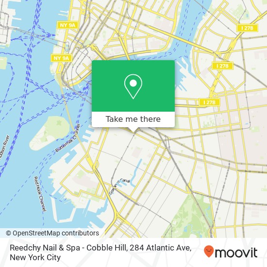 Mapa de Reedchy Nail & Spa - Cobble Hill, 284 Atlantic Ave