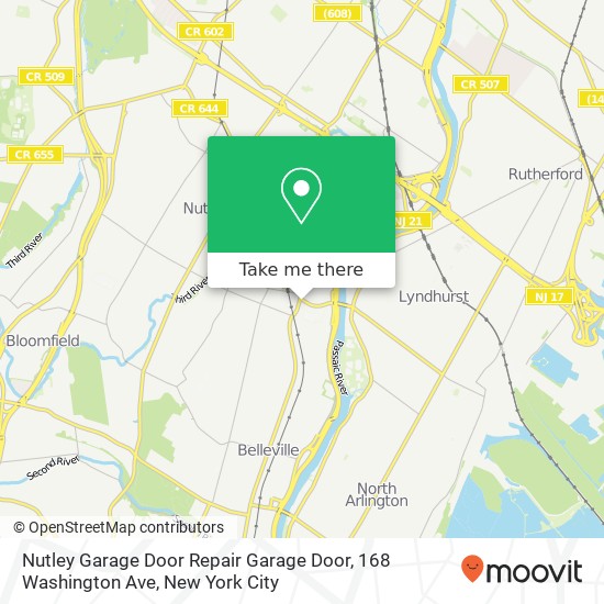 Mapa de Nutley Garage Door Repair Garage Door, 168 Washington Ave